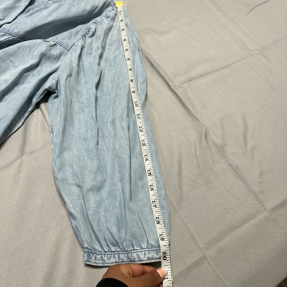 Levi's Chambray Blouse Women Large Light Blue Excellent Puff Sleeve Boho Top - Picture 7 of 8